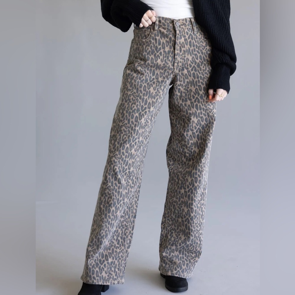 Hidden - Women's Alyx Oversized Baggy Cheetah Print Jean